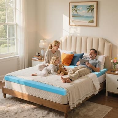 SyMax King Mattress Topper, Gel Infused Memory Foam Mattress Topper, Soft Bed Topper Mattress Pads for Bed, Sofa, RV, CertiPUR-US Certified, Blue, 3 Inch - Image 2