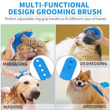 Comotech 3-in-1 Dog Grooming Brush | Adjustable Handle Shampoo Brush & Scrubber for Short & Long Haired Dogs & Cats (Blue Blue White) - Image 5