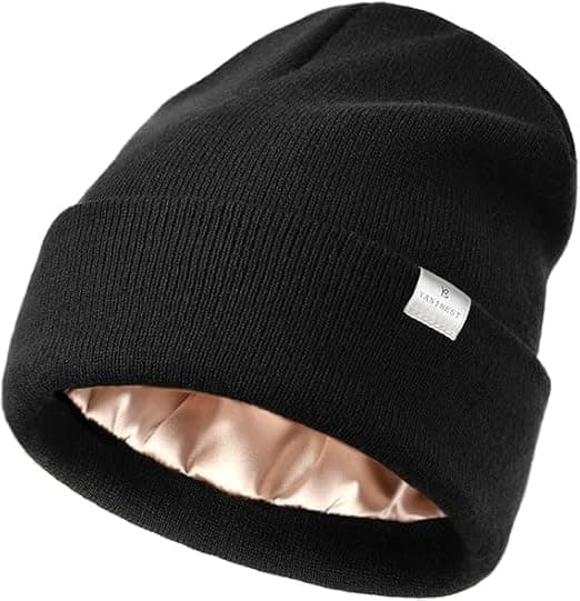 YANIBEST Satin Lined Beanie for Women Reduce Frizz Winter Hats for Women Men Silk Lining Soft Slouchy Warm Cuffed Less Static - Image 1
