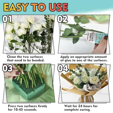 Floral Glue 50 ML, Clear Floral Adhesive for Fresh Flowers, Corsages, Boutonnieres, Wristlets, Fabric and Wedding Craft Supplies, Waterproof, Fast Drying (xhj-002) - Image 6