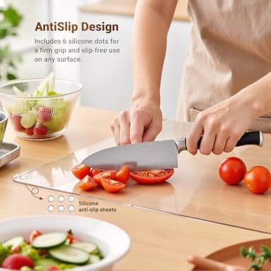 Acrylic Cutting Board with Counter Lip, 17.5x13.5 Inch Clear Cutting Boards for Kitchen Counter, Large Cutting Board Non Slip for Countertop Protector, Apartment Essentials Kitchen Decor Gifts - Image 6