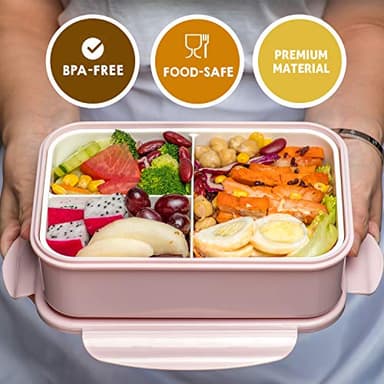 LOVINA Bento Boxes for Adults - 1100 ML Bento Lunch Box For Kids Childrens With Spoon & Fork - Durable for On-the-Go Meal, BPA-Free and Food-Safe Materials - Image 3