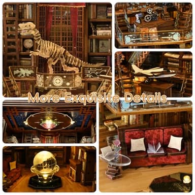 DIY Book Nook Library Kit, Miniature Dollhouse Booknook Kit, 3D Wooden Puzzle Bookend Bookshelf with LED Light for Teens and Adults (Beyond Library Max) - Image 5