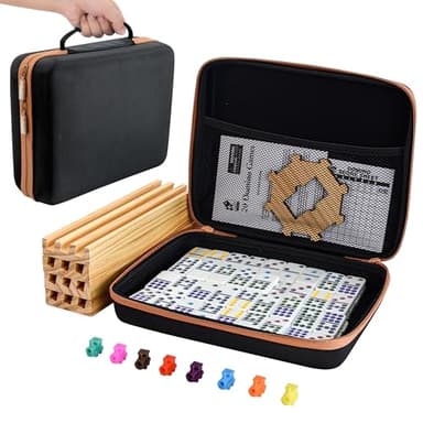 Bucher&Rossini Dominoes Set Double 12 with 4 Racks for Adults Kids, Mexican Train Dominoes Set Double 12, Mexican Train Dominoes (Double 12) - Image 1