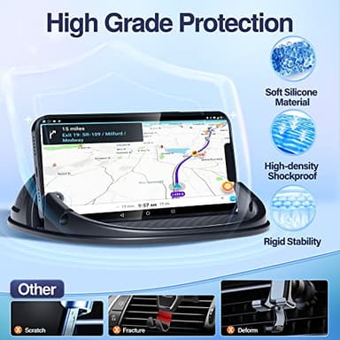 Loncaster Car Phone Holder, Car Phone Mount Silicone Car Pad Mat for Various Dashboards, Slip Free Desk Phone Stand Compatible with iPhone, Samsung, Android Smartphones, GPS Devices and More, Black - Image 4