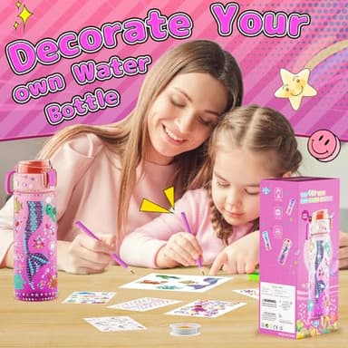 Decorate Your Own Water Bottle Kits for Girls, Mermaid Painting Diamond Art & Bracelet Making Kit for Girl, Crafts for Kids Ages 4-8, Birthday Christmas School Gifts (Mermaid) - Image 2