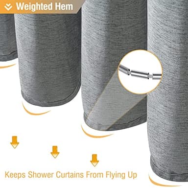 BTTN Grey Fabric Shower Curtain, 230GSM Linen Textured Heavy Duty Cloth Shower Curtain Set with Hooks, Waterproof Neutral Weighted Hotel Luxury Decorative Shower Curtains for Bathroom(Gray, W72xH72) - Image 5