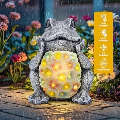 LJINNOVEX Solar Garden Frog Statue with Light– Charming Outdoor Figurine for Yard, Patio, Lawn Decorations – Unique Solar-Powered Garden Decor Gift for Mom, Grandma, Birthday, or Christmas - Image 2