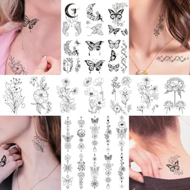 Cerlaza 100 Sheets Temporary Tattoos for Women Adult, 420 Mixed Styles Tiny Branch Fake Tattoo Stickers that Look Real and Last Long, Halloween Decoration Realistic Henna for Girl Body Art Sticker - Image 5