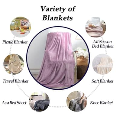 Fleece Blanket Lightweight Throw Blankets for Sofa,Couch,Bed,Super Soft Cozy Microfiber Blanket(Lilac，9090) - Image 2