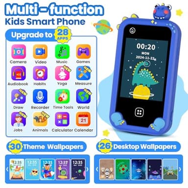 Kids Smart Phone for Boys Ages 3-8, Toy Cell Phone for Kids, Christmas Birthday Gifts for Boys, Toddler Learning Play Toy Phone with Touchscreen, Dual Camera, Game, Music, Storybook, 8GB SD Card(Blue) - Image 2