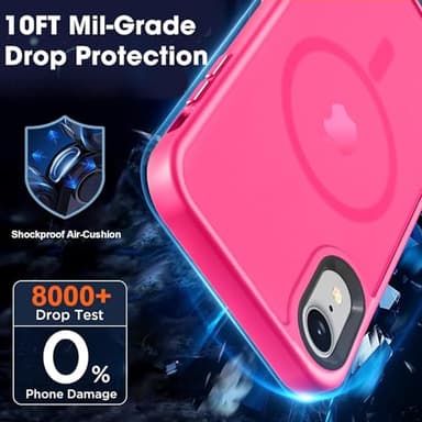 MOCCA Strong Magnetic for iPhone XR Phone Case, [Compatible with Magsafe][Mil-Grade Drop Protection] Slim Thin Translucent Matte Protective Cover Case for iPhone XR Case 6.1'', Hot Pink - Image 4