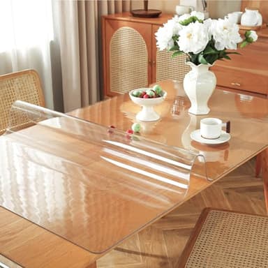 Clear Table Protector 36 x 60 Inch, 1.5mm Thick Plastic Table Cover, Waterproof PVC Clear Table Cover Protector, Desk Mat Writing Desk Pad for Desktop, Coffee & Dining Room Tabletop - Image 2