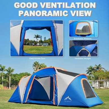 Tents for Camping, Waterproof 10 Person Family Tent with Double Layer & 4 Large Mesh Windows, Weather Resistant Easy Setup 2 Room Big Tent for Music Festival, Parties, 18 X 9 X 6.8Ft - Image 5
