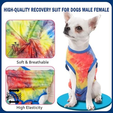 Uadonile Dog Surgery Recovery Suit for Male Female, Spay Neuter Cone Alternative Surgical Onesie, Tie-dye Blue, M - Image 2