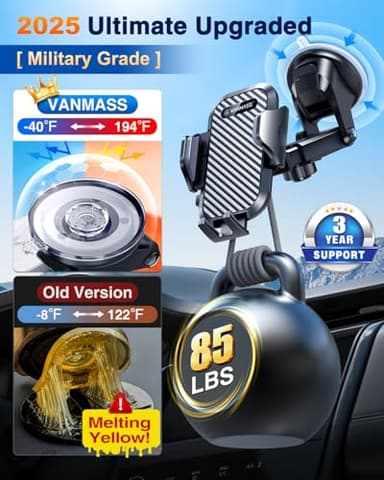 VANMASS Car Phone Holder 2025 Ultimate Military-Grade Phone Holder for Your Car Windshield Dashboard【Newest Best Strongest】 Cell Phone Car Mount with Patent & Safety Certs for iPhone Samsung Android - Image 3