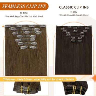 Full Shine Human Hair Clip in Extensions Brown 22 Inch Seamless Clip in Hair Extensions Human Hair Remy Medium Brown for Long Hair Thick Ends 8 PCS 120 Grams - Image 5