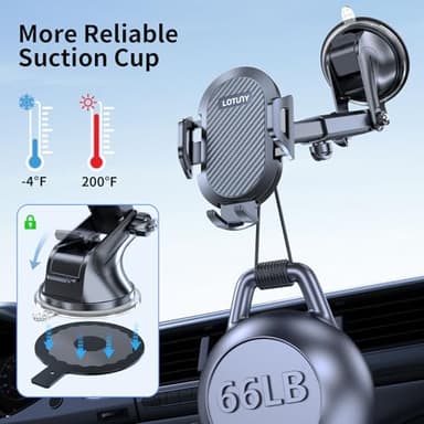 LOTUNY Phone Holders for Your Car Upgraded Car Phone Holder Mount Hands Free Universal Automobile Cradle for Dashboard Windshield, Compatible with iPhone Samsung Google and All Phones - Image 4
