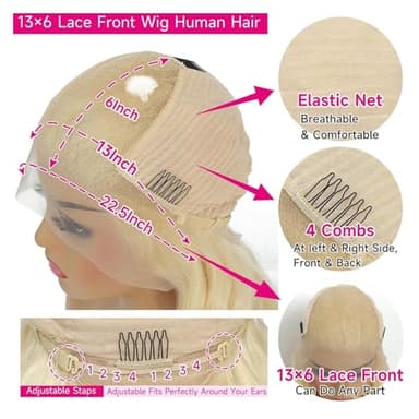 MYDIVA 613 13x6 Lace Front Wig Human Hair 30 inch Straight Blonde Wig Human Hair 180% Density 613 HD Lace Frontal Wig Blonde Lace Front Wigs Human Hair Pre Plucked with Baby Hair - Image 5