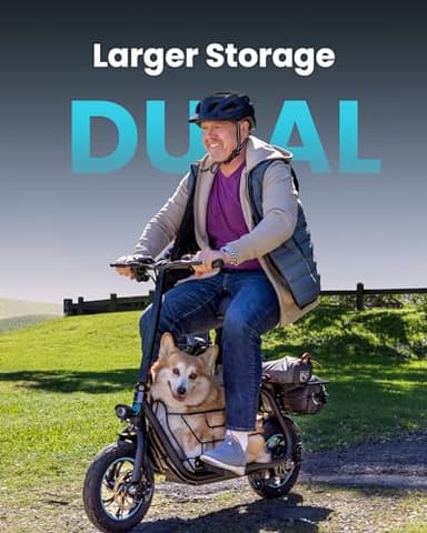 Gyroor Adults Electric Scooter with Large Middle Basket, 550W Motor 18.6 MPH 20 Mile Distance, Foldable E-Scooter with seat for Pets & Cargo, C1S-FP9 - Image 2