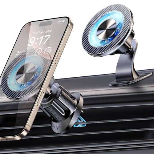 Coneclat for MagSafe Car Mount Magnetic Phone Holder for Car [2025 Upgraded 22X Magnets & Double-Hooks] Phone Holders for Your Car Stand for Dashboard Vent GPS for iPhone 17/16/15/14/13 Android etc