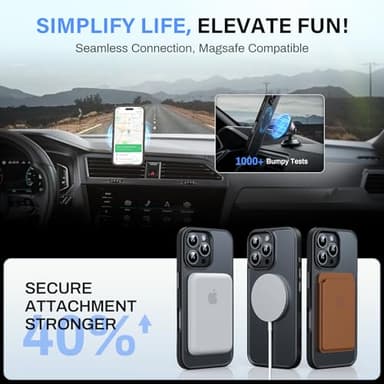 degeca Strong Magnetic for iPhone 16 Pro Max Case, Military Grade Drop Protection, Compatible with MagSafe, Shockproof Anti-Fingerprint Translucent Slim Phone Protective Cover (6.9"), Black - Image 2