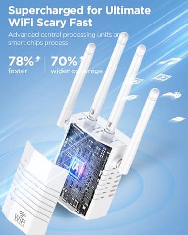 1200Mbps WiFi Range Extender, WiFi Extender Signal Booster for Home, Dual Band (2.4G&5.8G) WiFi Repeater Cover up to 12888sp.ft, Faster Speed and Wider Cover, Quick Setup - Image 4
