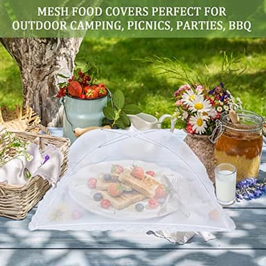 ZMCINER 8 Pack Food Tents Food Covers for Outside Mesh Screen Include 2 Extra Large (40"X 24") & 6 Standard (17"X 17") Collapsible and Reusable Mesh Food Covers for Outdoors, Fruit Cover - Image 3