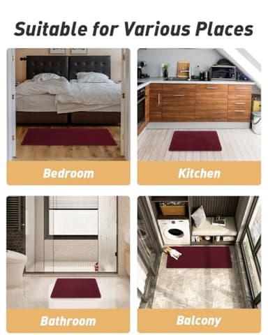 AMOAMI Upgraded Waffle Bath Mat, Super Absorbent Non Slip Bath Mats for Bathroom Floor, Machine Washable Bathroom Rugs with Tassels, Rubber Backed Bathroom Mats, Ultra Soft, 24" x 36", Burgundy - Image 7