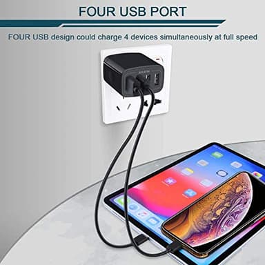 USB Wall Charger, 2-Pack AILKIN 4.8A 4-Port USB Plug Cube Brick Charging Box Wall Charger Plug, Charging Block for iPhone 17 16 15 14 13 Pro Max 12 11Pro Max/XR Plus, Samsung Galaxy S23 S22 S21 - Image 5