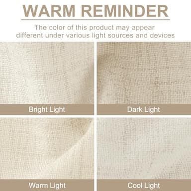 100% Blackout Shield Linen Blackout Curtains for Bedroom 84 Inches Long, Back Tab/Rod Pocket Living Room Drapes, Thermal Insulated Blackout Curtains 2 Panels Set, 50" W x 84" L, Light Cream - Image 9