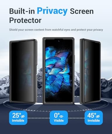 BERFY for Z Fold 7 Case with Privacy Screen Protector, [Anti Spy] Hidden Kickstand & Slide Camera Cover & Hinge Protective, Full Body Shockproof Slim Hard Phone Case for Samsung Galaxy Z Fold 7, Black - Image 2