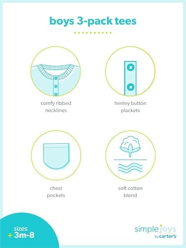 Simple Joys by Carter's Baby and Toddler Boys' 3-Pack Short-Sleeve Pocket Henley Tee Shirt - Image 6