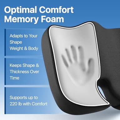CJACSOC Seat Cushion, Extra Large Memory Foam Cushion for Office Chair Cushions, Ergonomic Cushions Pad Pillow for Pressure Relief Sciatica & Pain Relief for Long Sitting - Image 2