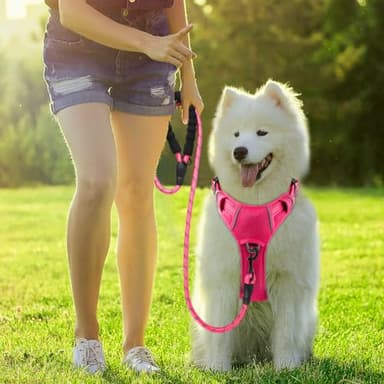 BARKBAY Dog Harness No Pull with ID Tag Pocket - Heavy Duty, Reflective, Easy Control for Large Dogs(Pink,XL) - Image 8