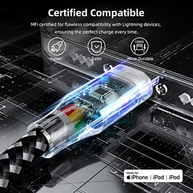 iPhone Charger Fast Charging Cord 3 Pack 10 FT Apple MFi Certified Lightning Cable Nylon Braided iPhone Charger Cord Compatible with iPhone 13 12 11 Pro Max XR XS X 8 7 6 Plus SE iPad and More - Image 2