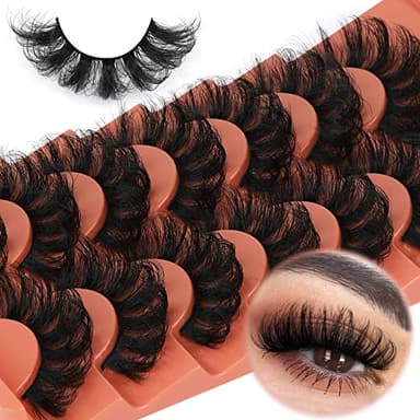 Mink Lashes Fluff False Eyelashes 20-22mm Dramatic Full Wispy Eye Lashes 8D Volume Curly Fake Eyelashes 7 Pairs Faux Mink Lashes Multipack by TOOCHUNAG - Image 1