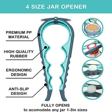 Jar Opener for Weak Hands, Seniors with Arthritis, 5 in 1 Multi Function Bottle Opener Lid Opener For Arthritic Hands with Non Slip Rubber Jar opener Gripper Pad - Image 2