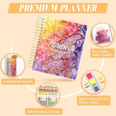 Planner 2025-2026, Large 18 Months Academic Daily Weekly Monthly Planner Yearly Agenda July. 2025–Dec. 2026, 7.9" x 9.8", Page Tabs, Separator Page, Pocket Folder, Bookmark, Stickers, Sticky Note Set - Image 2