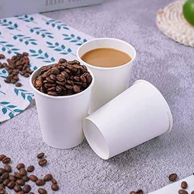 LITOPAK 400 Pack 8 oz Disposable Paper Coffee Cups, White Paper Hot Coffee Cups for Party, Picnic, Travel, and Events - Image 4