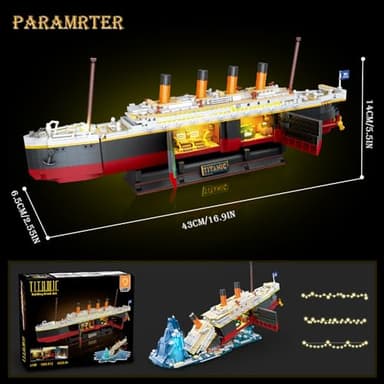 INSOON Titanic Building Set with Light, 2 in 1 Titanic Ship 3.6mm Mini Building Block 1883 PCS, Ship Model with Glacier Display Stand, Building Brick Toy Gift for Adults Teens Boys Girls 10 11 12+ - Image 6
