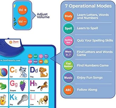 Just Smarty Alphabet Wall Chart for Toddlers 1-3 | ABCs & 123s Kids Learning Toy | Educational Gift for Infant Ages 1 2 3 4 5 | Speech Therapy for Kids 1-3 | Autism Toys for Toddlers 3-4 - Image 8