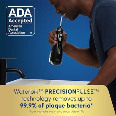 Waterpik Cordless Advanced 2.0 Water Flosser For Teeth, Gums, Braces, Dental Care With Travel Bag and 4 Tips, ADA Accepted, Rechargeable, Portable, and Waterproof, Black WP-582, Packaging May Vary - Image 3