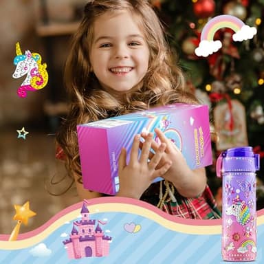 Gifts for Girls 4-12, Decorate Your Own Water Bottle Kits for Girls, Unicorn Diamond Painting Toys & Friendship Bracelet Kit, Fun Arts Crafts for Kids Ages 4-6-8-10, Birthday Gifts Toys for Kids - Image 7