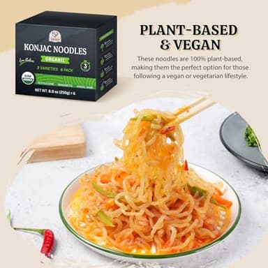 52USA Organic Konjac Shirataki Noodle, Low Carb Pasta 52.8 Oz (1500 g), Angel Hair, Fettuccine, USDA Organic Healthy Spaghetti Noodles (3 Variety - 6 Pack Inside), Keto and Paleo Friendly, Low Calorie, Sugar Free, Vegan, Ready to Eat - Image 7