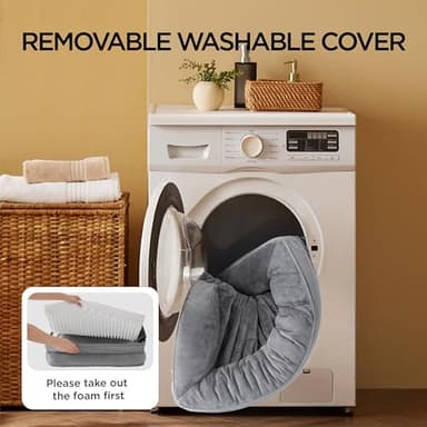 Bedsure Orthopedic Dog Bed Medium Size Dogs - Washable Small Medium Dog Cat Bed Waterproof, Comfort Cats Couch Sofa with Washable Removable Cover, Pets Bed with Nonskid Bottom, Grey, 28" - Image 5