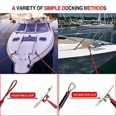 Bungee Dock Line Boat Accessories - Pontoon, Jet Ski, Kayak Accessories with 316 Stainless Steel Clip - Image 5
