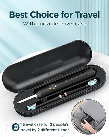 Rtauys M5 Sonic Electric Toothbrush for Adults and Kids - Rechargeable Electric Toothbrush Kids Ages 12+ and Adults with 8 Brush Heads & Travel Case, 120 Days Battery Life - Black - Image 7