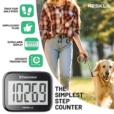 NESKLA 3D Pedometer for Walking, Simple Step Counter with Large Digital Display, Step Tracker with Removable Clip Lanyard, Accurately Track Steps for Men Women Kids Adults Seniors - Image 2