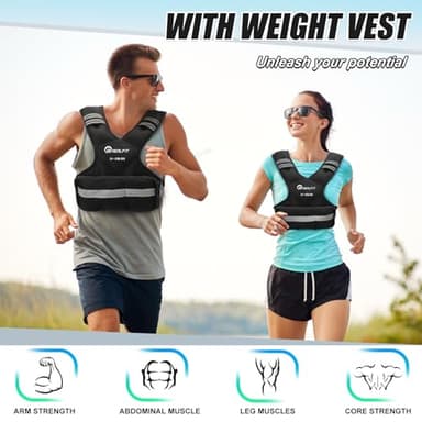 NEALFIT Weighted Vest for Women and Men, 5-10lb/11-20lb/18-30lb Adjustable Weighted Vest with Reflective Strip, Body Weight Vest for Walking, Running, Fitness, Strength Training (Black, 11-20 lbs) - Image 7